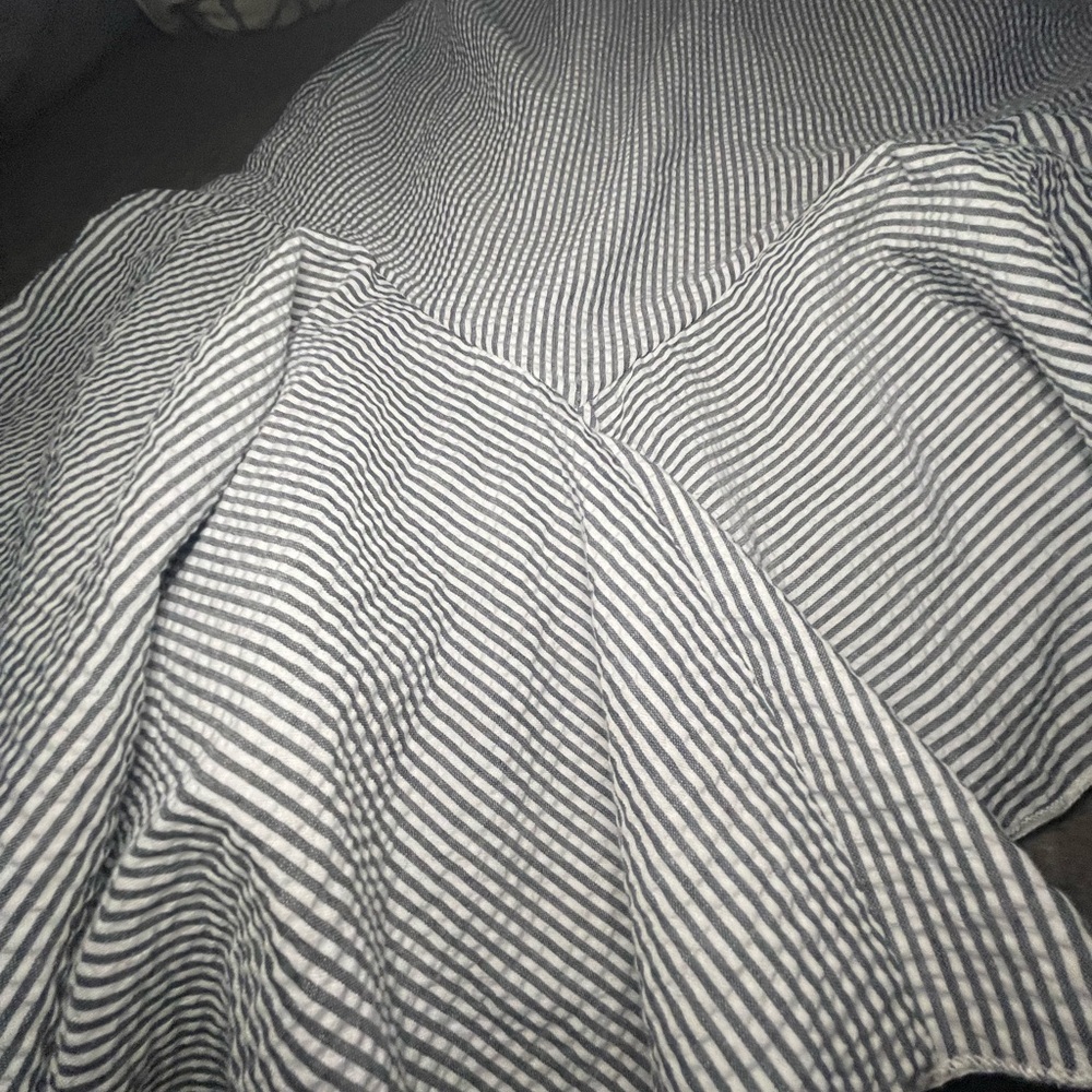POL Asymmetrical Ruffle Hem Gingham Pinstripe Cotton Mini Skirt Size M - Picture 3 of 7